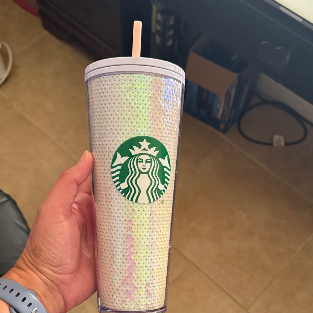 Starbucks Shimmering White Tumbler with Straw